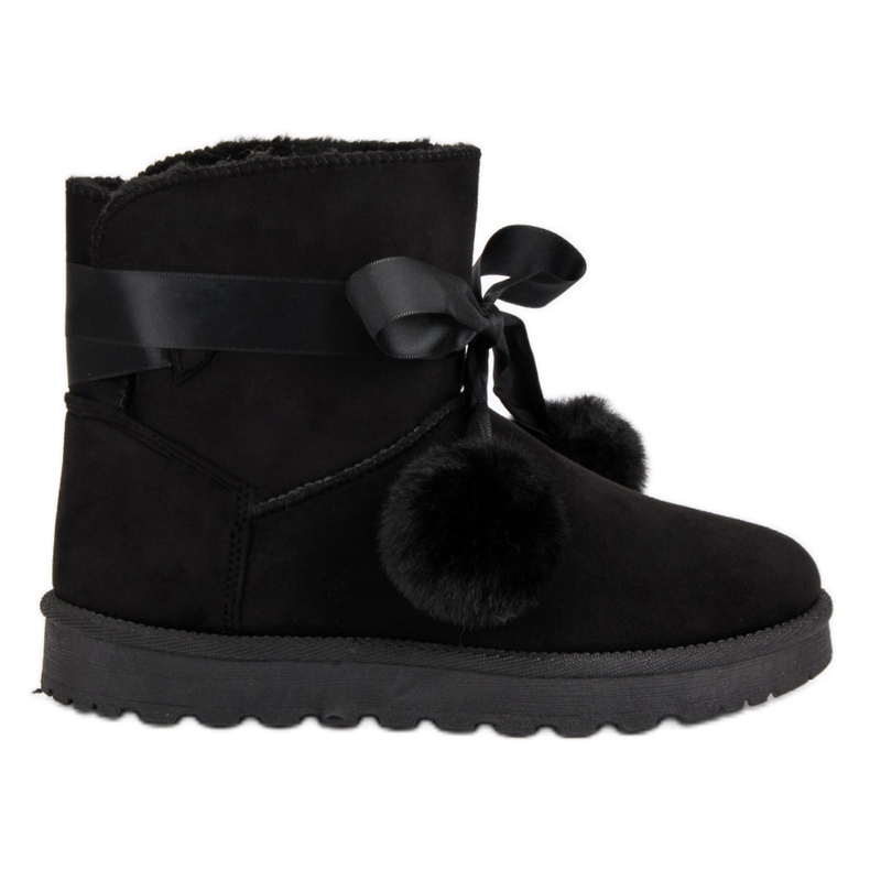 Schwarzes Mukluki mit Pompons