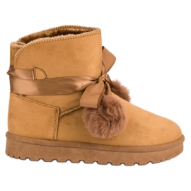 Kamel-Mukluki mit Pompons braun