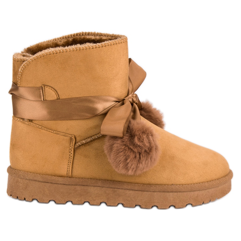 Kamel-Mukluki mit Pompons braun