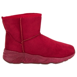 Schneeschuhe auf der Plattform rot