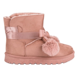 Rosa Mukluki mit Pompons