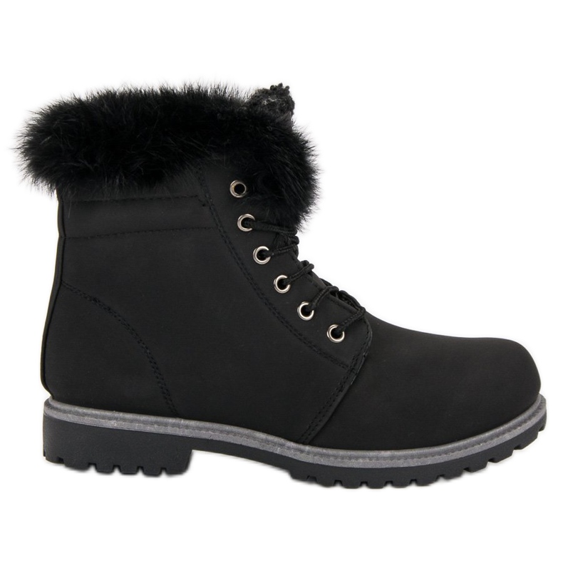 Queentina Schwarze Trapper mit Fell