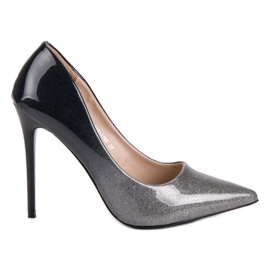 Small Swan Modische lackierte High Heels schwarz grau