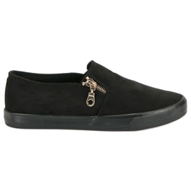 Sport Wildlederslipper mit Reißverschluss schwarz