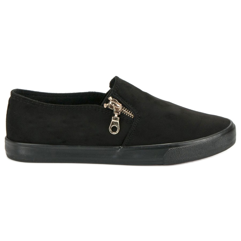 Sport Wildlederslipper mit Reißverschluss schwarz