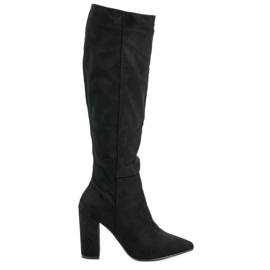 Super Mode Elegante Wildlederstiefel schwarz