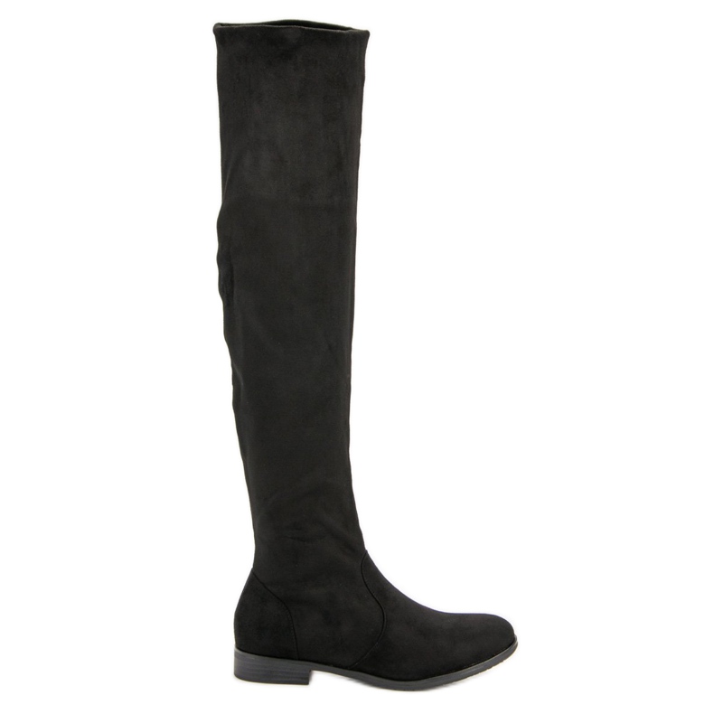 Overknee-Stiefel aus Wildleder schwarz