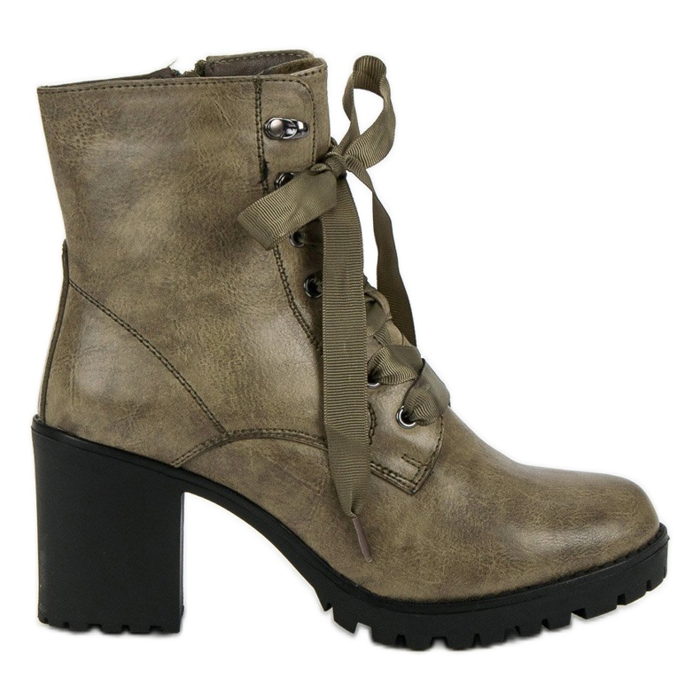 Queentina Warme Stiefel auf der Plattform grün