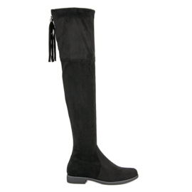 R'S Klassische Overknee-Stiefel schwarz