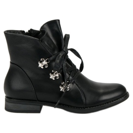 Weide Schwarze Stiefel auf flachem Absatz