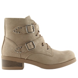 Schnürstiefel mit Schleifen beige C-7101 Beige