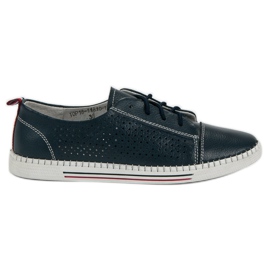 Durchbrochene Sneaker aus VINCEZA-Leder blau