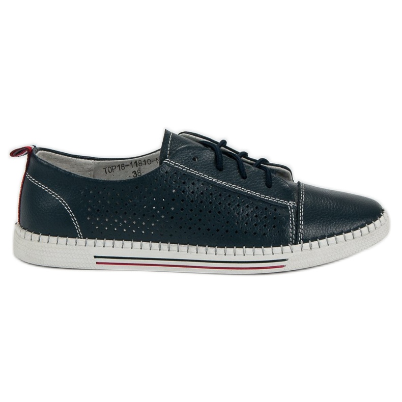 Durchbrochene Sneaker aus VINCEZA-Leder blau
