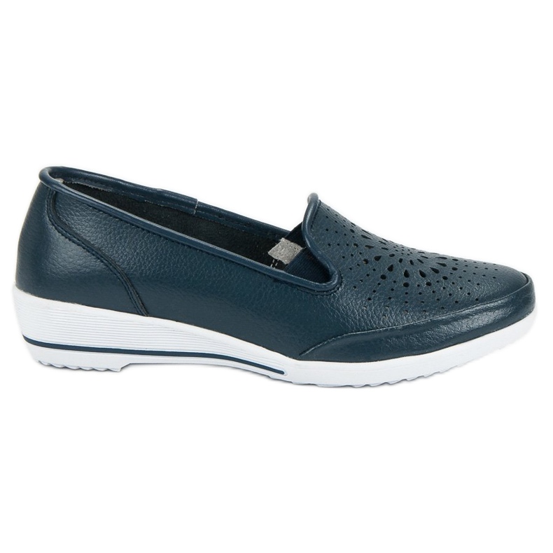 Durchbrochene Schuhe aus VINCEZA-Leder blau
