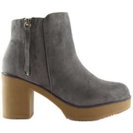 Graue Stiefel mit stabilem Absatz grau YL96009 Grau