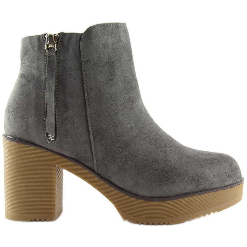 Graue Stiefel mit stabilem Absatz grau YL96009 Grau