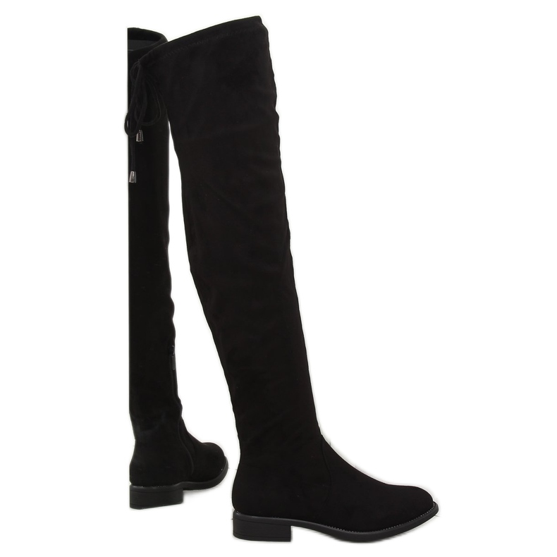 Schwarze Damen Overknee Stiefel 7367-PG Schwarz