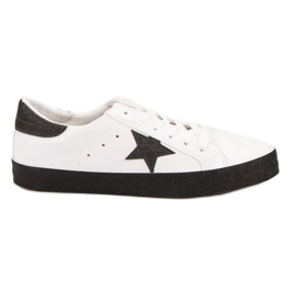 Modische niedrige Sneakers weiß schwarz