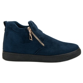 Slip-On-Sneakers aus Wildleder navy blau