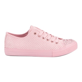 Sport Rosa Sneaker mit Kristallen
