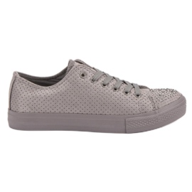 Sport Graue Sneakers mit Kristallen