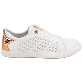 Niedrige Sportschuhe weiß gelb