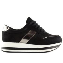 Schwarz 99-11 Schwarze Schuhe mit hohen Sohlen