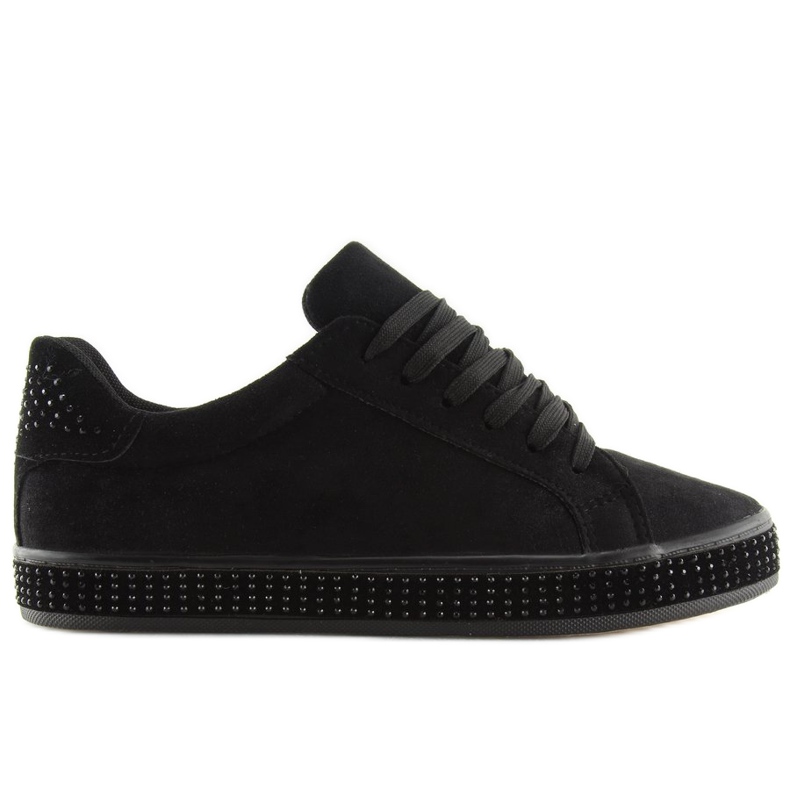 Black BS098 Schwarze Sneakers mit Steinen