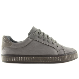 Graue BS098 Graue Sneakers mit Steinen