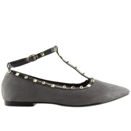 Graue Ballerinas mit Absatz 127-13 Grau