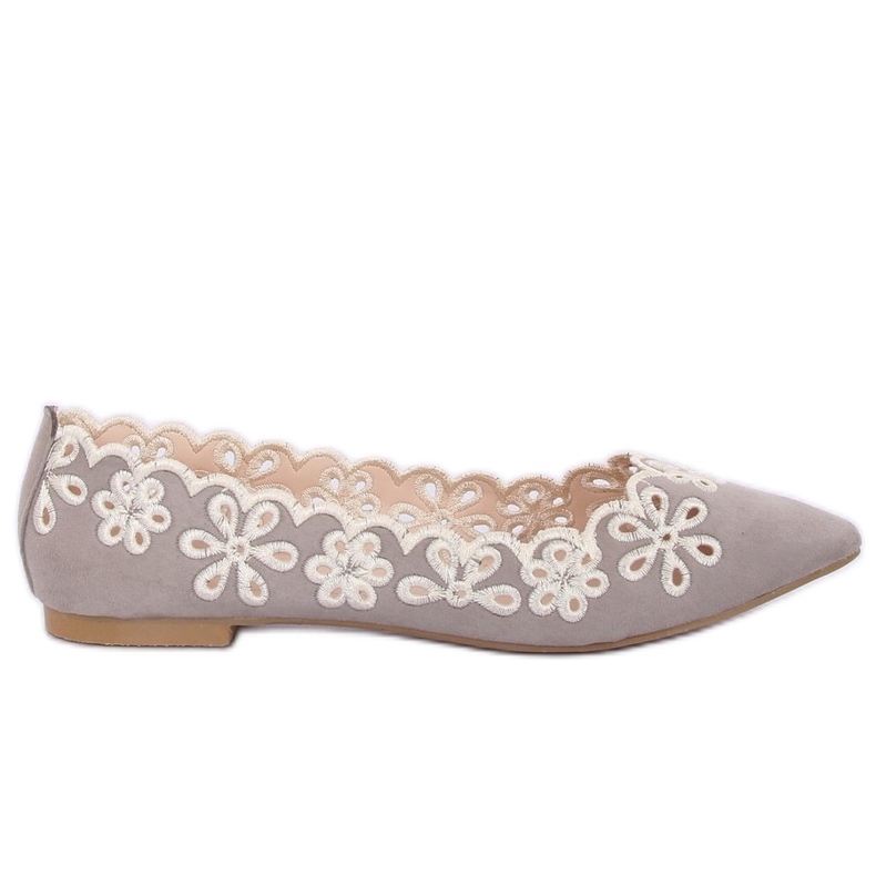 Graue durchbrochene Ballerinas LT99P Grau