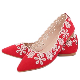 Rote durchbrochene Ballerinas LT99P Rot