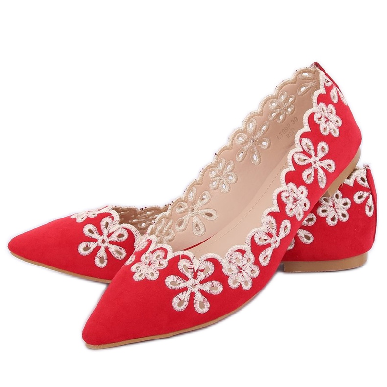Rote durchbrochene Ballerinas LT99P Rot