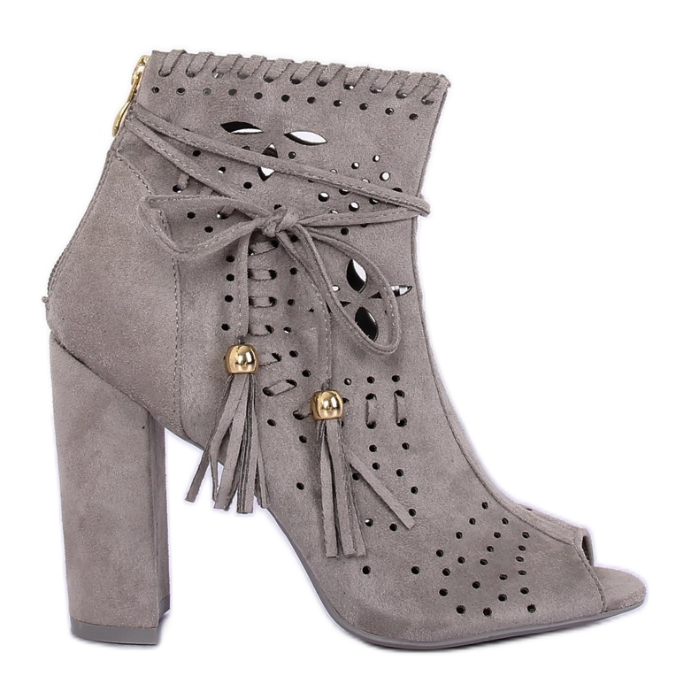 Graue Stiefel mit offener Spitze M285P Grau