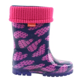 Demar Kinder Regenstiefel warme Sockenherzen rosa marineblau