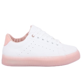 Sneakers auf einer hohen Sohle weiß und rosa LA38P Pink