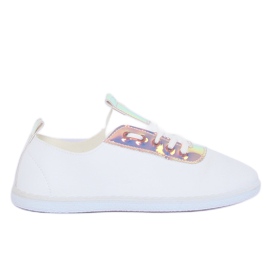 Weiße und rosa Sneakers mit Hologramm JX71P Champagner