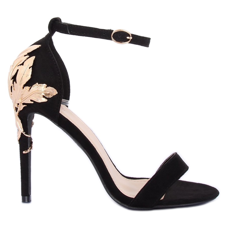 Schwarze Sandalen auf einem hohen Absatz schwarz 708-18 Schwarz