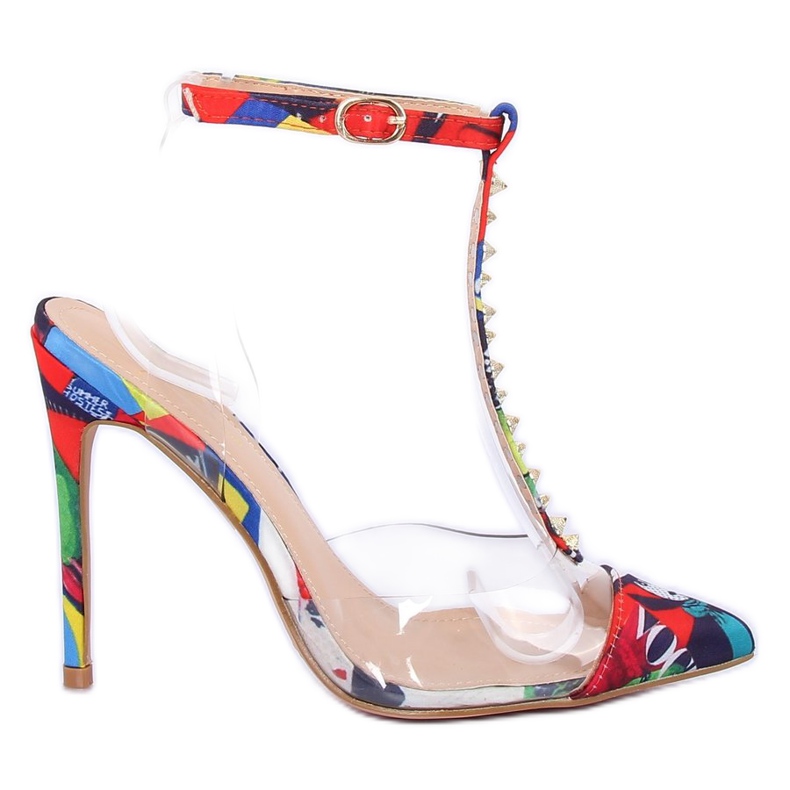 Pumps auf einem transparenten bunten KK06 Blumentuch mehrfarbig