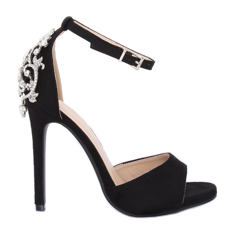 Sandalen auf hohem Absatz mit Steinen schwarz 9509-502 Black