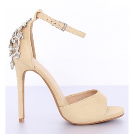 Sandalen auf hohem Absatz mit Steinen beige 9509-502 Beige