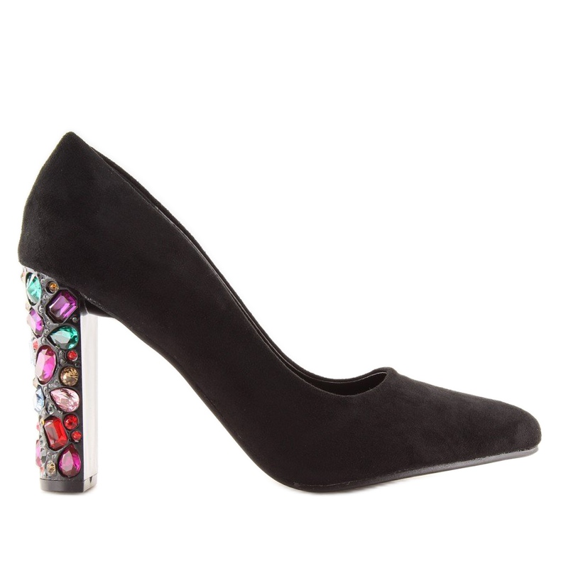 Pumps mit verziertem Absatz schwarz YQ204P Schwarz