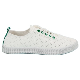 Kylie Durchbrochene gebundene Turnschuhe weiß