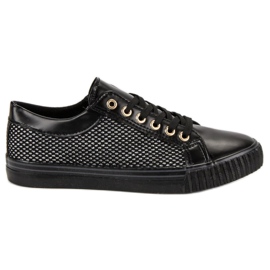 Niedrige Sneakers mit Mesh schwarz