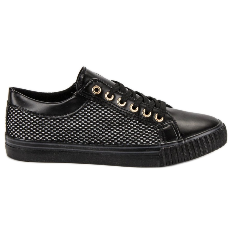 Niedrige Sneakers mit Mesh schwarz