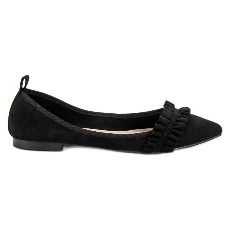 Corina Ballerinas aus Wildleder mit Rüschen schwarz