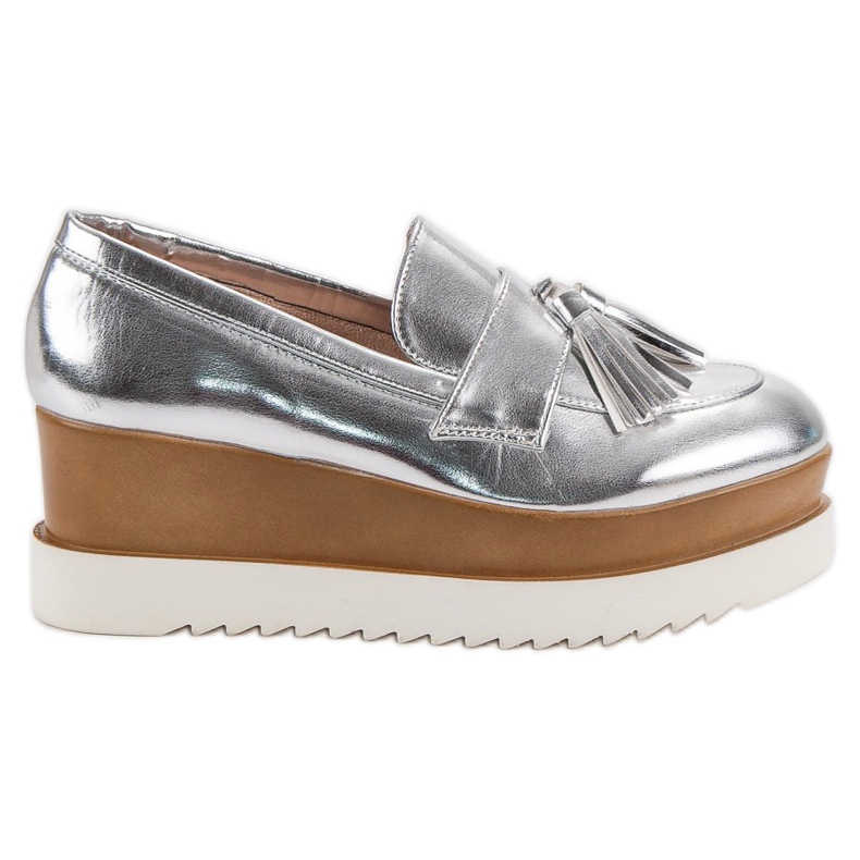 Corina Loafer mit Keilabsatz in Silber grau