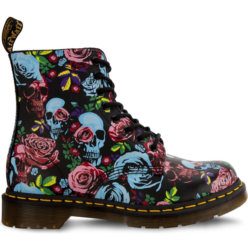 Dr. Martens 1460 Pascal Rose Multi Rose Fantasy-Rückhandkorn schwarz blau mehrfarbig