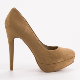 Corina Wildleder Heels auf der Plattform braun