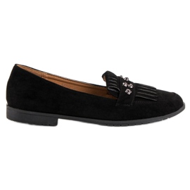 Laura Mode Schwarze Wildleder-Loafer